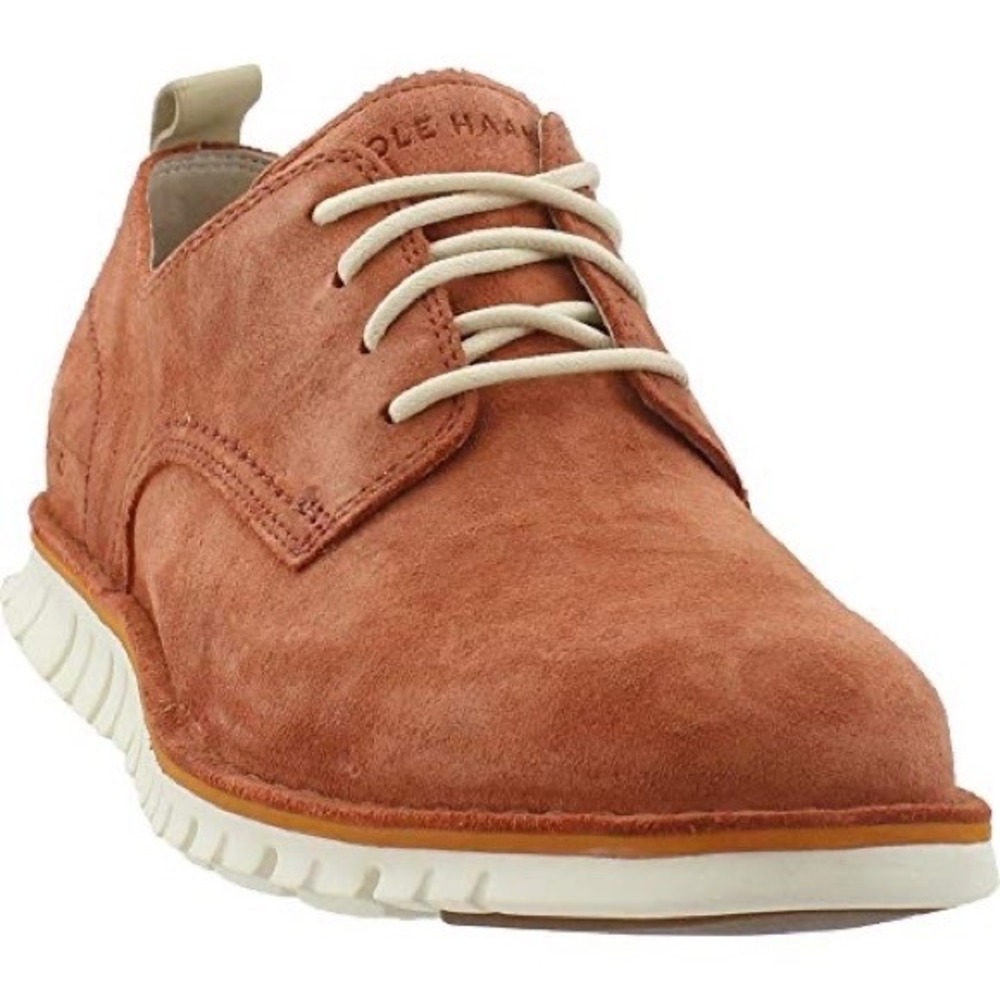 Cole Haan Zerogrand Mens 9.5M Rust Orange Suede Oxford Shoes C21084 Burnt Sienna